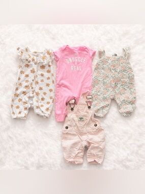 Pink Baby Onesie "The Snuggle Is Real" + Mix-and-Match Floral Rompers